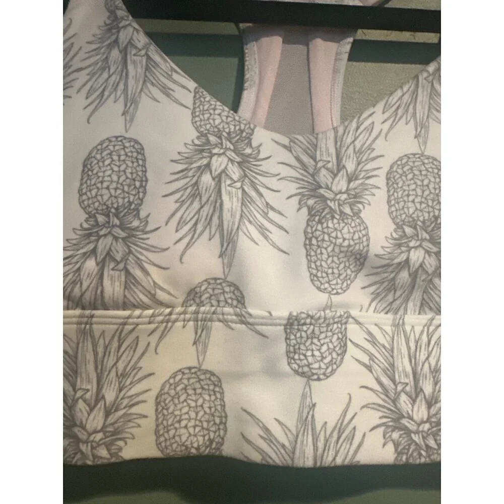 Wildfox Sweet Pineapple Print Sports Bra Women’s Size S Athleisure Active Y2K